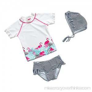Toddler Baby Girls Swimsuit Set Tankini Kids Two Pieces Swimwear Rash Guard with Hat 1-5t B07MFJGR6L